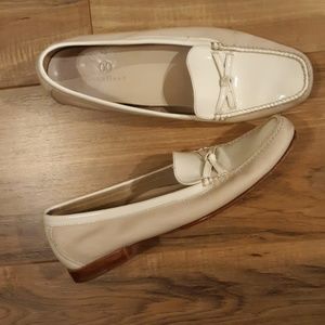 Cole Haan White Leather Loafers.
